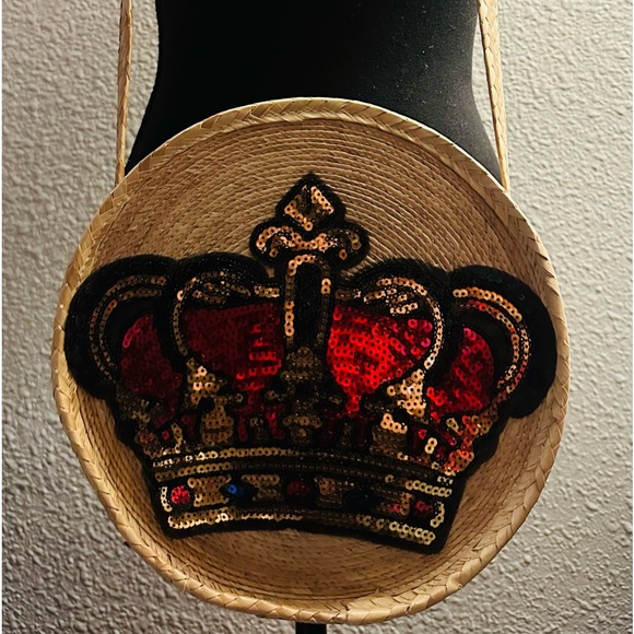 Crossed bag in Palm material with sequin patch - Picture 1 of 2